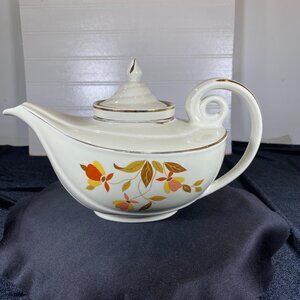 Mid-Century Hall's Superior Quality Aladdin Teapot, Autumn Leaves Pattern,